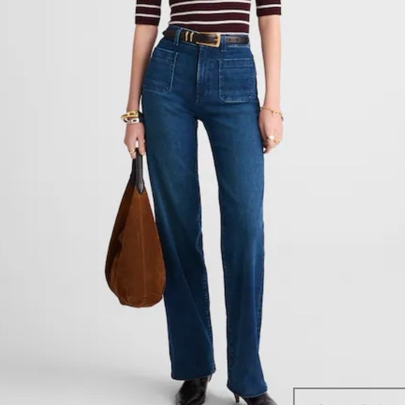 Madewell Denim - Madewell Emmett Wide-Leg Jeans Patch Pocket Nighthawk Wash Size 32